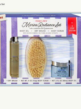 Trader Joe’s Marine Radiance Body Care Set Oil Scrub Brush NIB Self-care Set